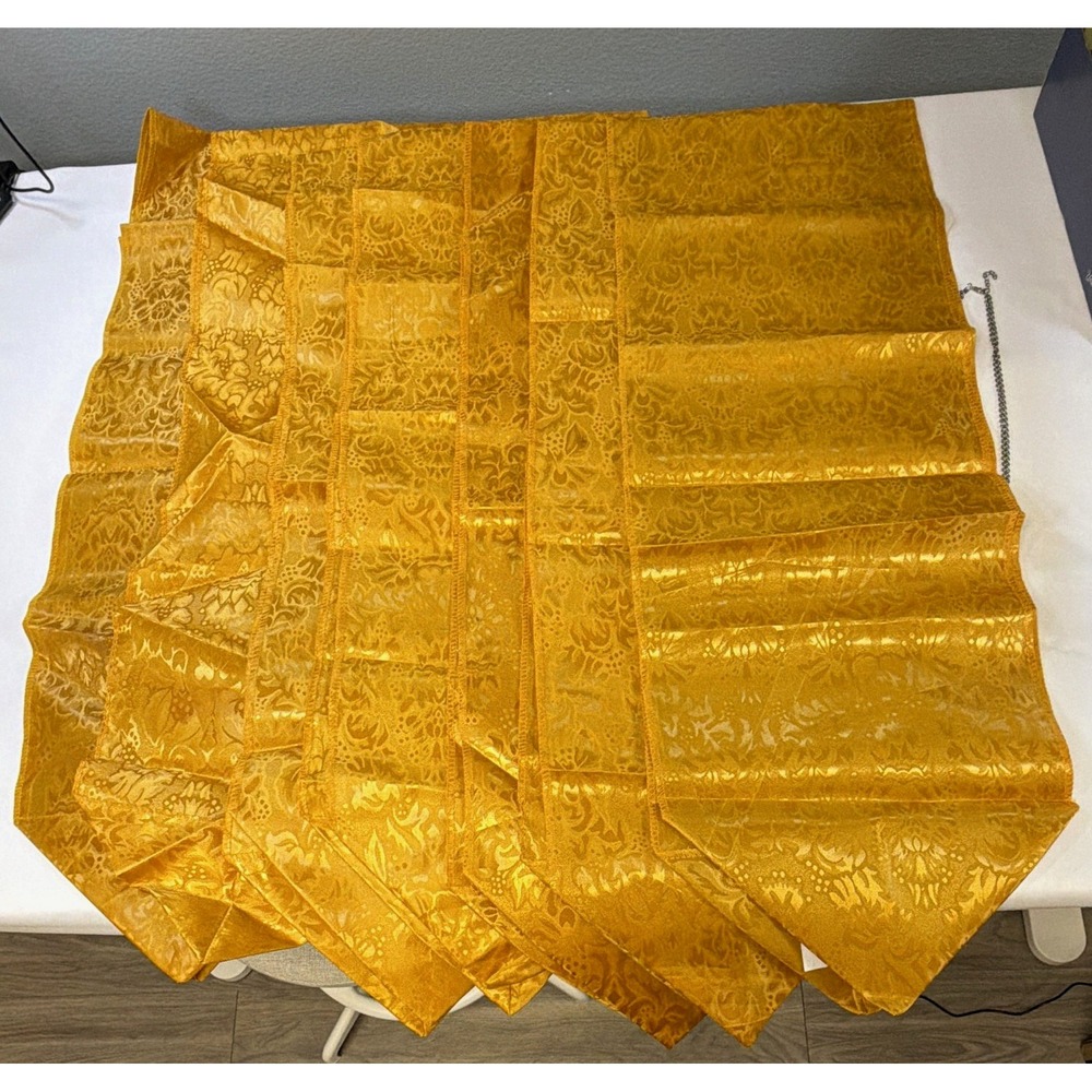 7-Gold Floral 100% Polyester Rectangular Tablecloth SKU#257811  12”x72”